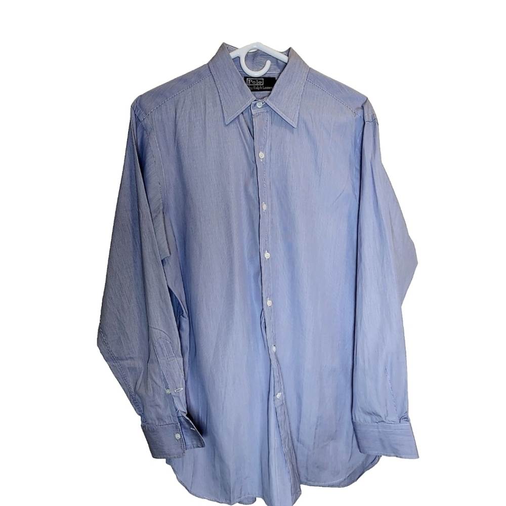 Vintage Polo by Ralph Lauren Blue Striped Long Sleeve Button Up Shirt Men's